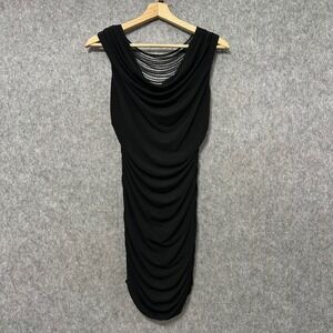 I.N. San Francisco Black Ruched Bodycon Dress Sz Small Sleeveless Cage Back Mini